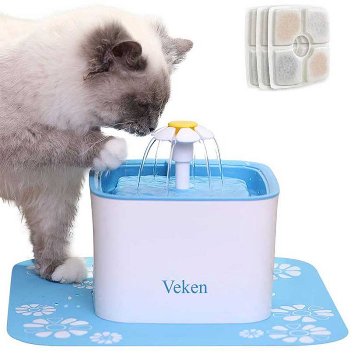Veken Pet Fountain, 84oz/2.5L Automatic Cat Water Fountain Dog Water