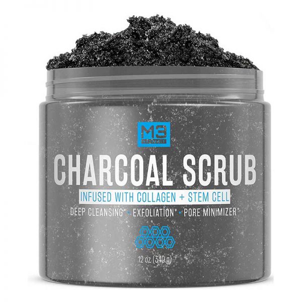 M3 Naturals Activated Charcoal Scrub Infused with Collagen and Stem
