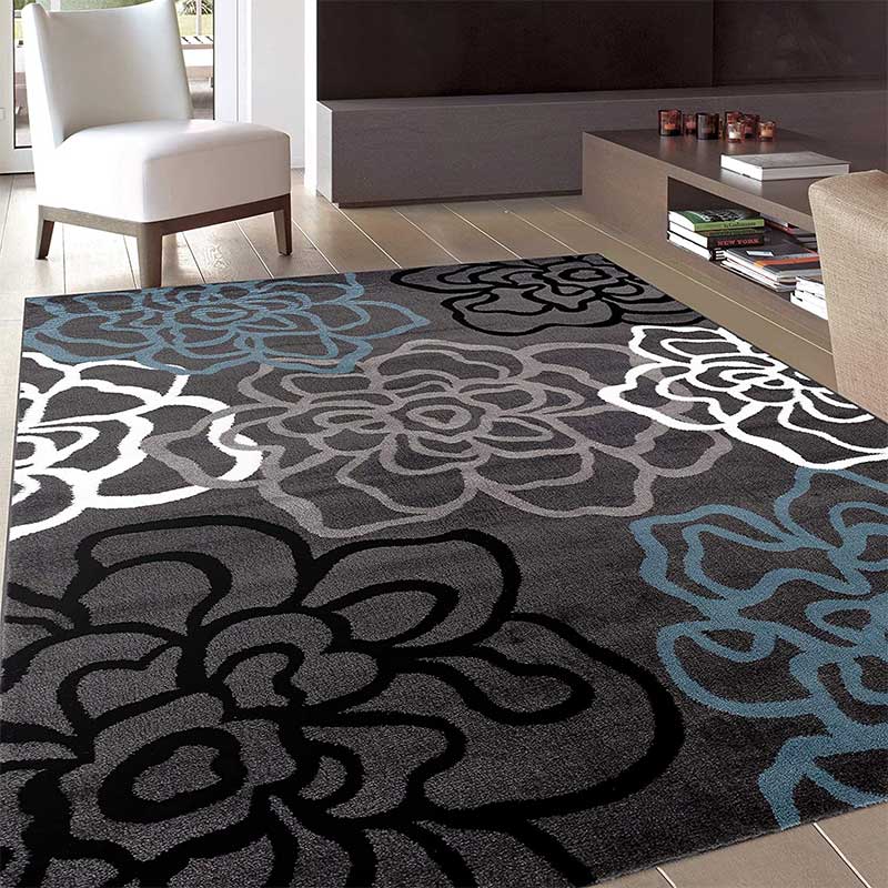 Contemporary Modern Floral Flowers Gray Area Rug 7′ 10″ X 10′ 2