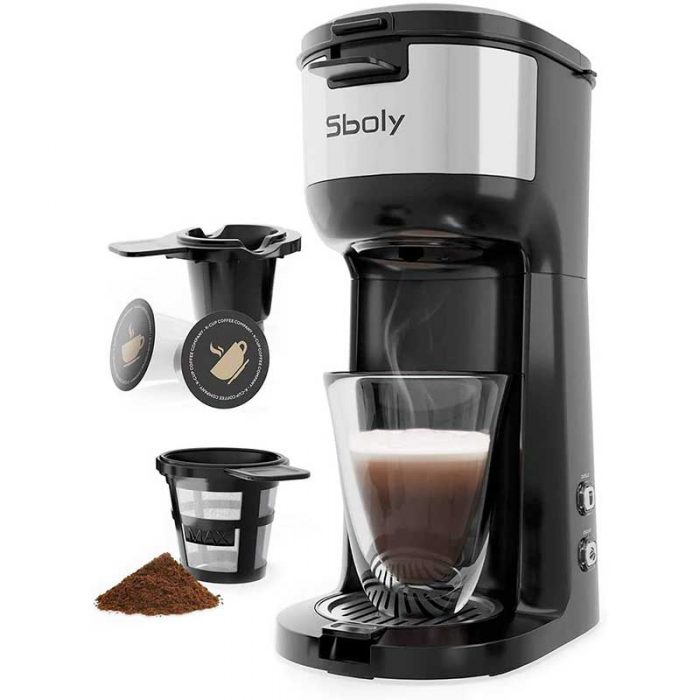 Sboly Single Serve Coffee Maker Brewer for KCup Pod & Ground Coffee