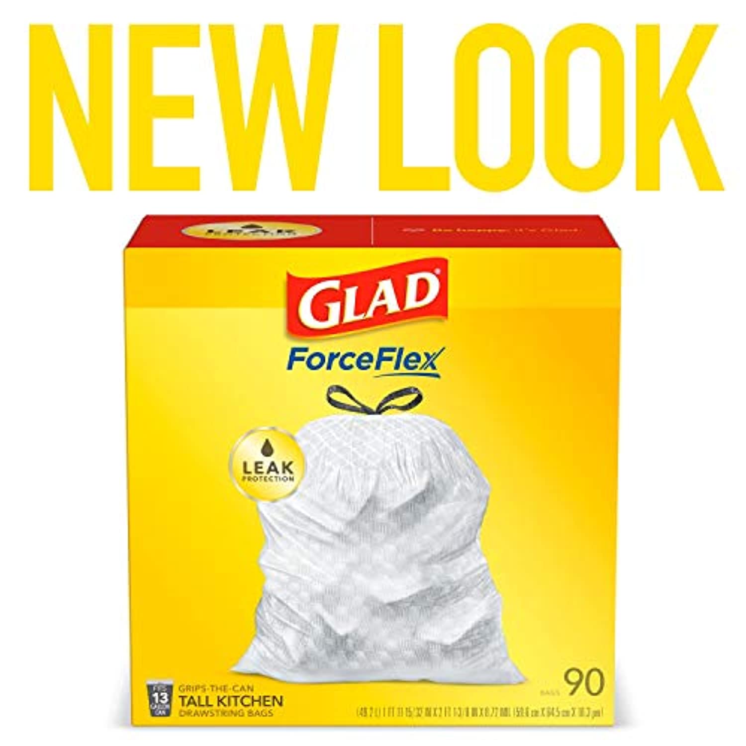 Glad ForceFlex Tall Kitchen Drawstring Trash Bags 13 Gallon White
