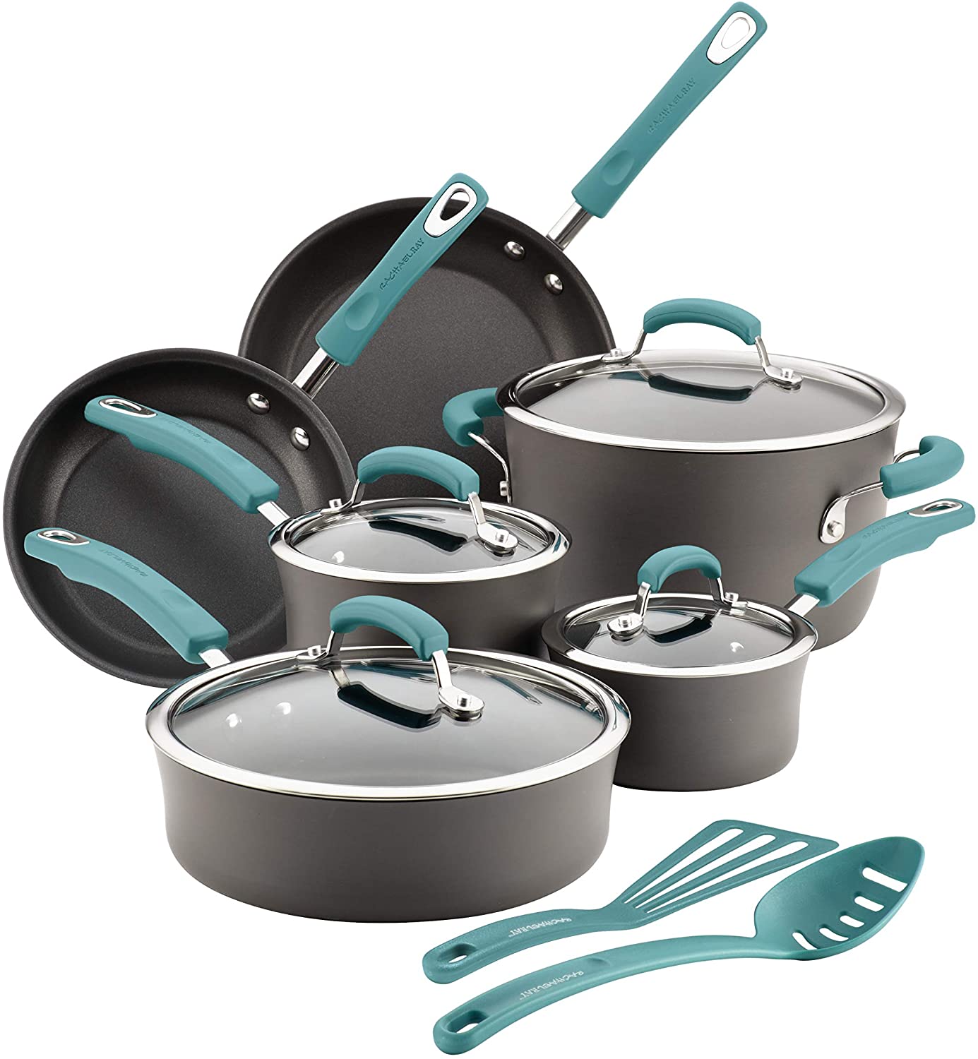 Rachael Ray Brights HardAnodized Nonstick Cookware Set with Glass Lids